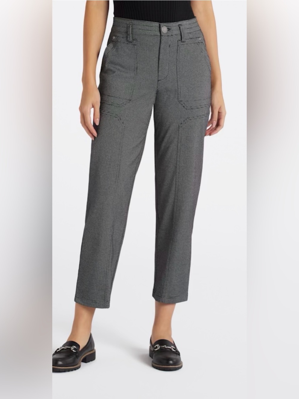 Democracy Charcoal Straight-Leg Cropped Trousers